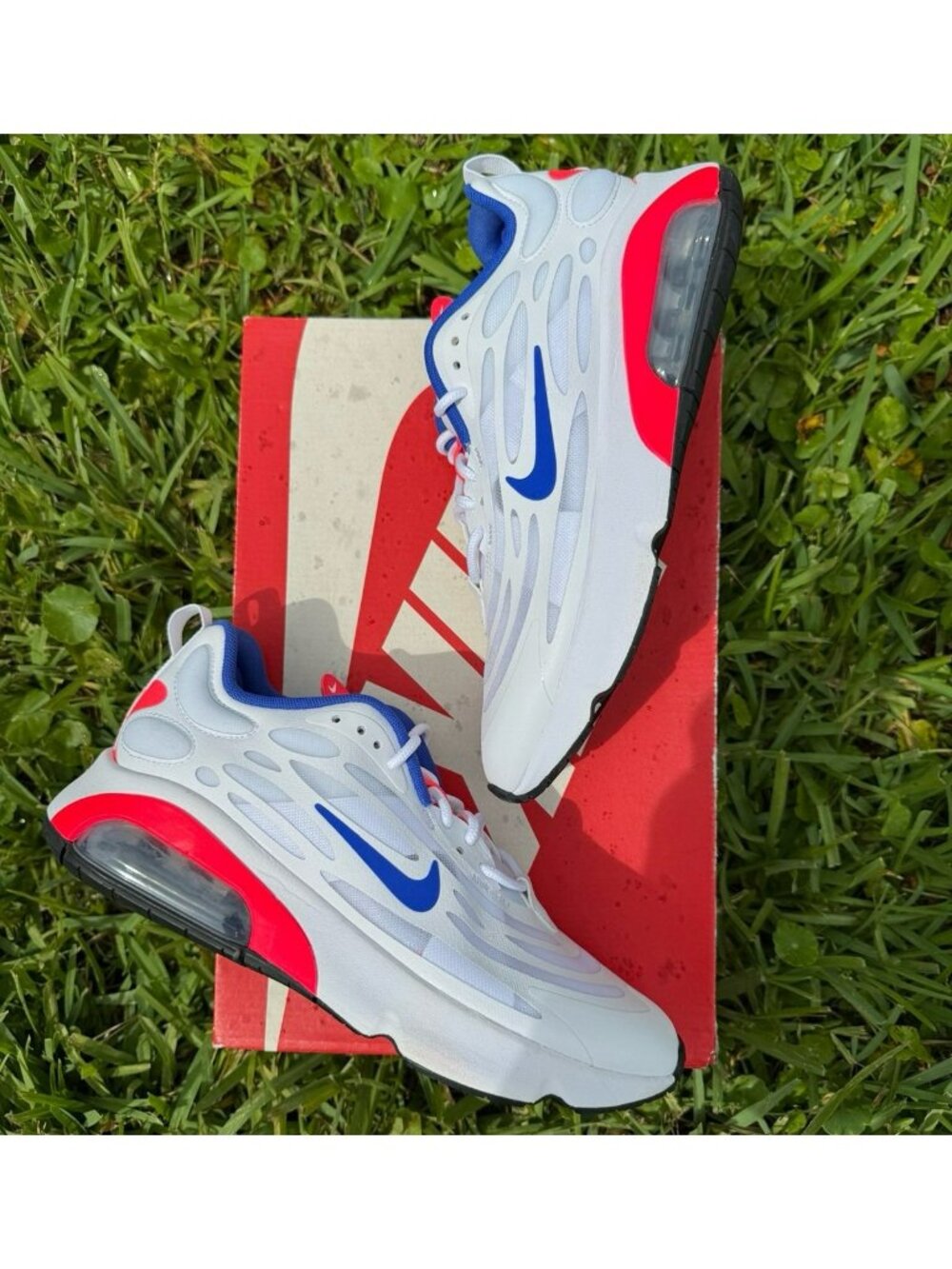 10 WOMEN'S NIKE AIR MAX EXOSENSE WHITE BLUE / CRIMSON CK6922-100 RUNNING
